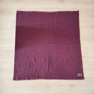 D'MEDICI Purple Wool Nylon Fringe Throw Blanket Made in Italy 55x57"